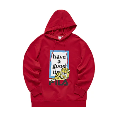 FILA Lunar New Year Tiger Hoodie Red - Unisex Knit Logo Pullover F11U219205F-RD