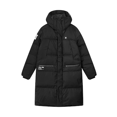 FILA Mid-Length Hooded Down Jacket Black Winter Sportswear F11M944931F-BK