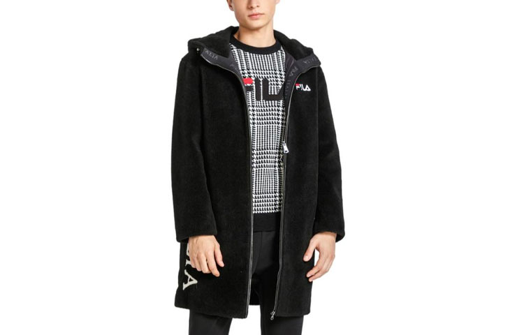FILA Mid-Length Hooded Jacket Black F11M948580F-BK