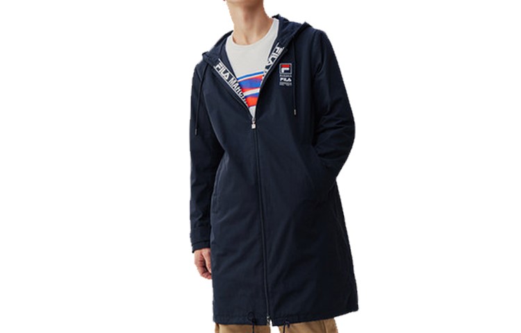 FILA Mid-Length Hoodie Sports Jacket Legend Blue F51M048702F-NV