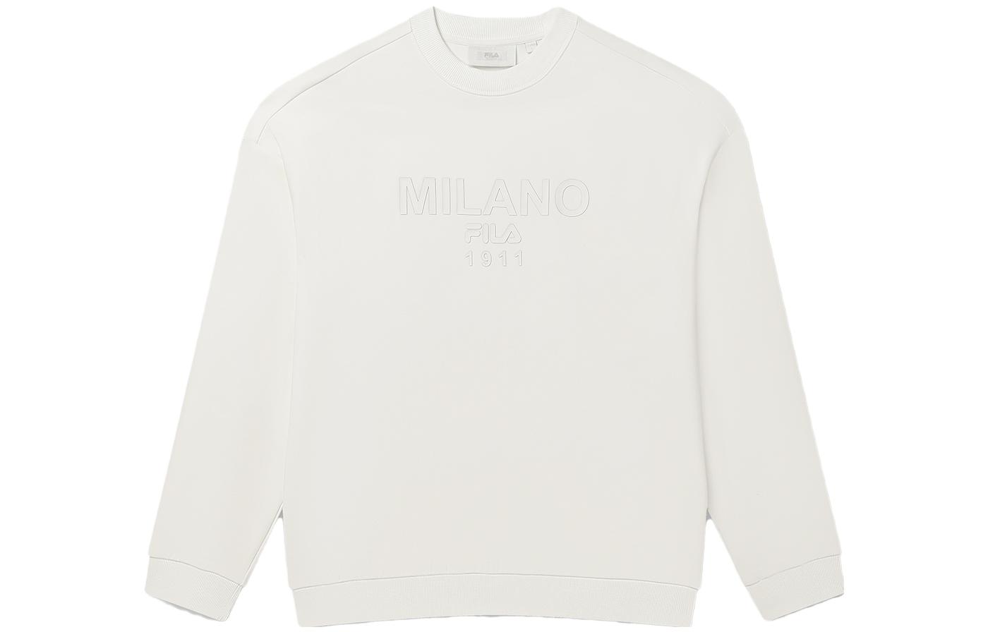 FILA MILANO Luxury Knit Pullover Sweatshirt Cloud White F11M335209F-WT