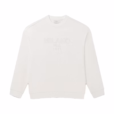 FILA MILANO Luxury Knit Pullover Sweatshirt Cloud White F11M335209F-WT