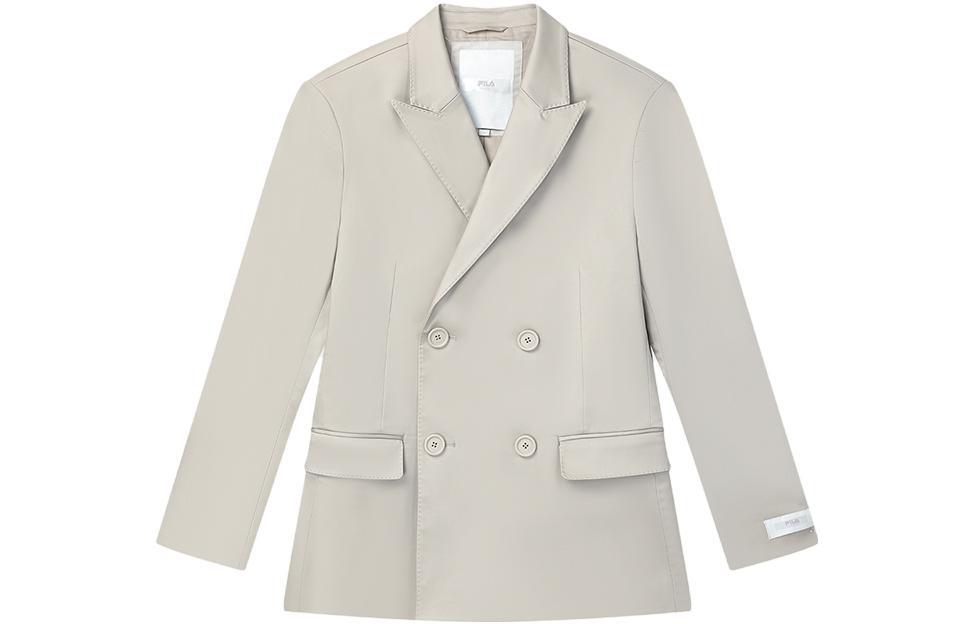 FILA Milano Unisex Silver Grey Double-Breasted V-Neck Long Sleeve Blazer. F11U335702F-GY