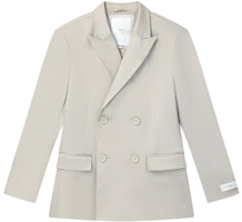 FILA Milano Unisex Silver Grey Double-Breasted V-Neck Long Sleeve Blazer. F11U335702F-GY FILA Milano Unisex Silver Grey Double-Breasted V-Neck Long Sleeve Blazer. F11U335702F-GY