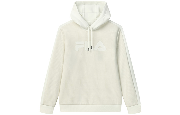 FILA Minimalist Casual Commuter Solid Logo Knit Sweatshirt Cloud Mushroom White Men F11M247208F-WT