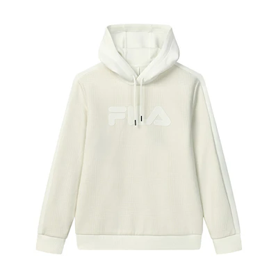 FILA Minimalist Casual Commuter Solid Logo Knit Sweatshirt Cloud Mushroom White Men F11M247208F-WT