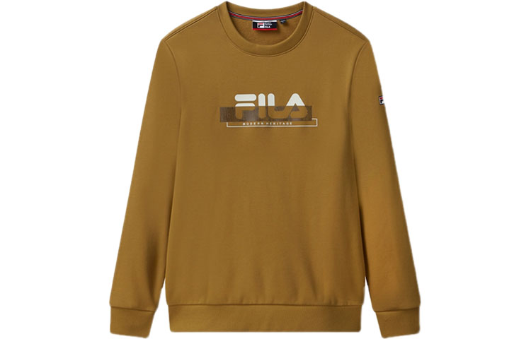 FILA Minimalist Crewneck Pullover Sweatshirt Bone Brown F11M041215F-BN