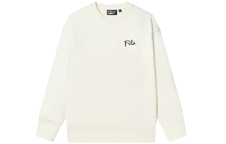 FILA Minimalist Embroidered Logo Crewneck Sweatshirt Unisex - Milk White F11U248201F-IV