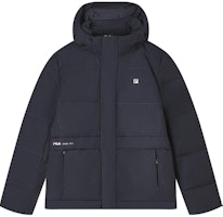 FILA Modern Heritage Water-Repellent Hooded Winter Down Jacket - Legend Blue F11M341909F-NV FILA Modern Heritage Water-Repellent Hooded Winter Down Jacket - Legend Blue F11M341909F-NV