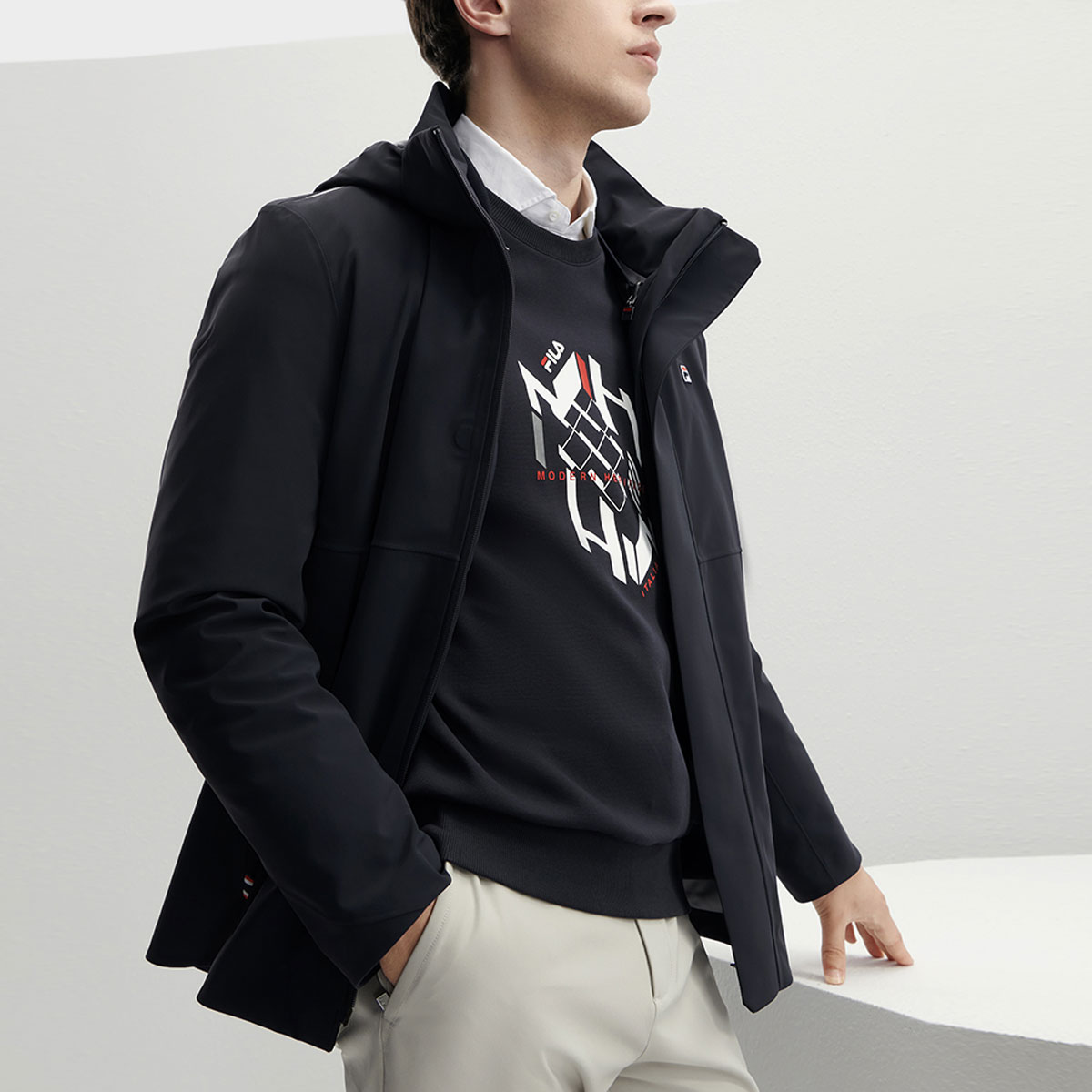 FILA Modern Heritage Legendary Blue  Hooded Knit Jacket with Inner Lining. F11M341507FNV 圖 6