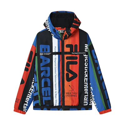 FILA Multicolor Hoodie Jacket with Letter Logo Print and Contrast Design F11M319702F-ZA