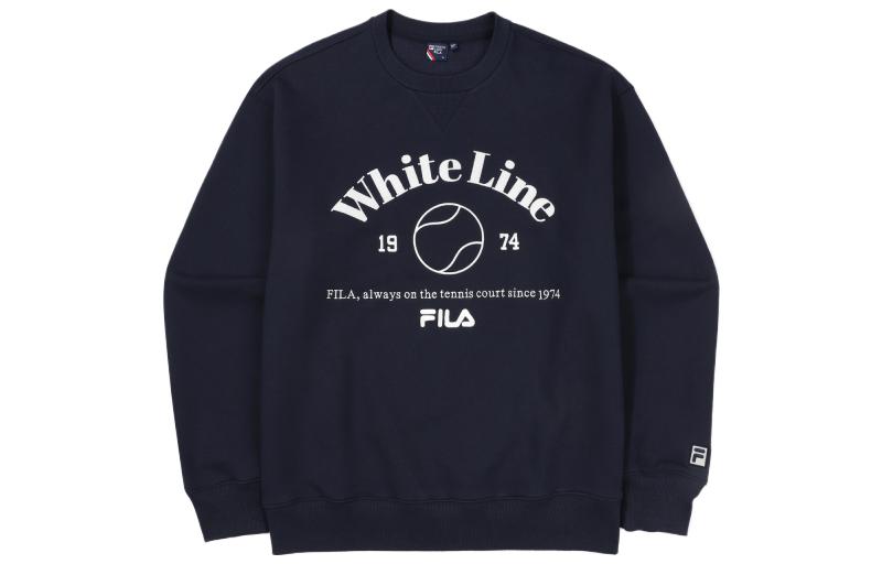 FILA Navy Blue Letter Print Crewneck Sweatshirt Unisex Casual Style FS2POF1332X-INA