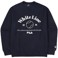 FILA Navy Blue Letter Print Crewneck Sweatshirt Unisex Casual Style FS2POF1332X-INA FILA Navy Blue Letter Print Crewneck Sweatshirt Unisex Casual Style FS2POF1332X-INA