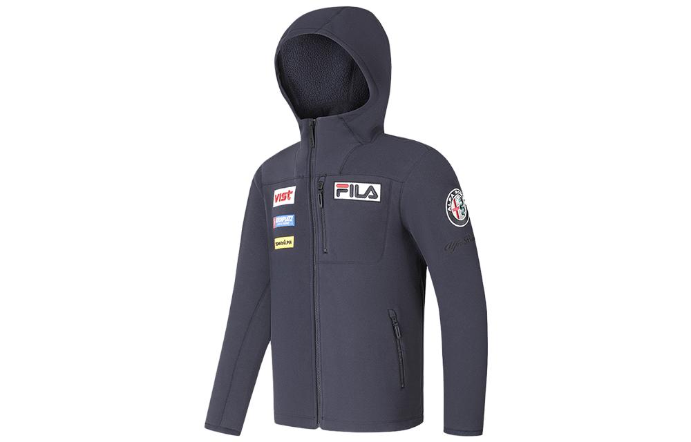 FILA Navy Blue Lettered Zip-Up Hooded Jacket A11M346501F-NV