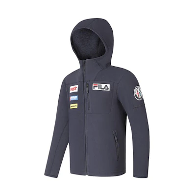 FILA Navy Blue Lettered Zip-Up Hooded Jacket A11M346501F-NV