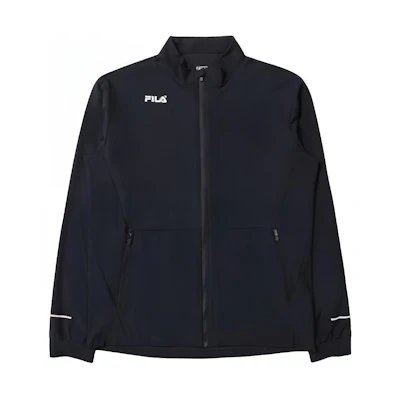 FILA Navy Blue Logo Print Track Jacket with Stand Collar and Zipper FS2FTE2201M-INA