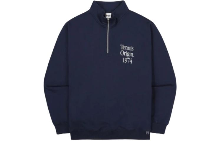 FILA Navy Blue Loose-Fit Pullover Sweatshirt with Letter Print FE2POF5103X-INA