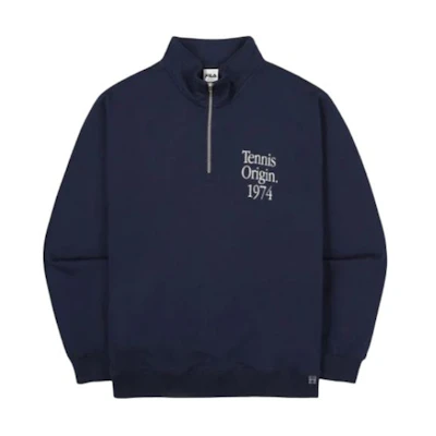 FILA Navy Blue Loose-Fit Pullover Sweatshirt with Letter Print FE2POF5103X-INA