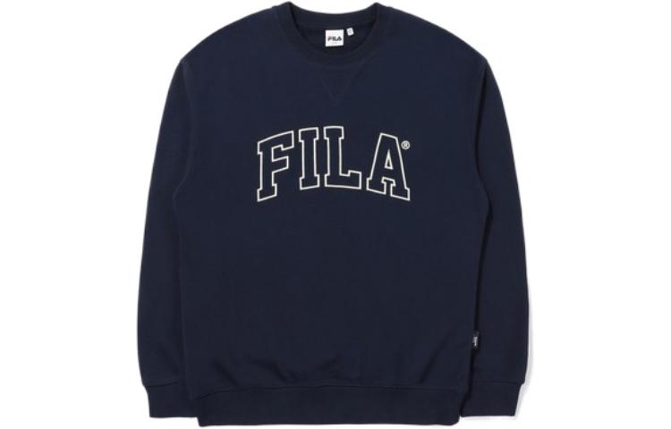 FILA Navy Blue Pullover Crewneck Sweatshirt with Letter Print FE2POE6303X-NAY