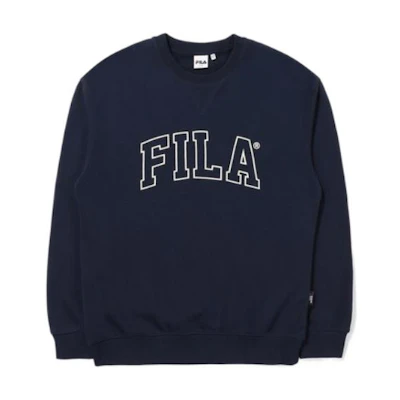 FILA Navy Blue Pullover Crewneck Sweatshirt with Letter Print FE2POE6303X-NAY