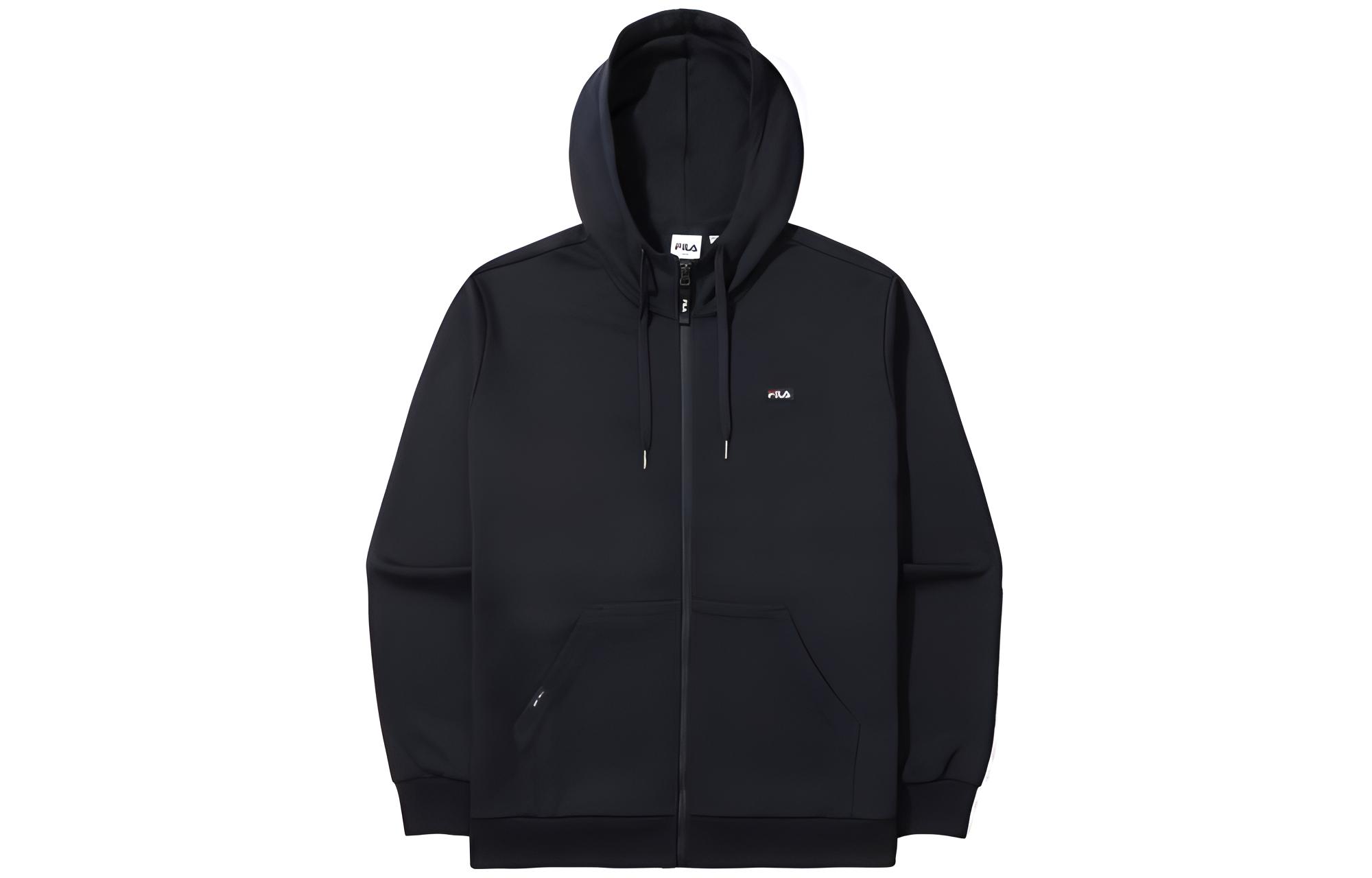 FILA Navy Blue Solid Logo Embroidered Zip-Up Hoodie FE2FTE6302X-NAY