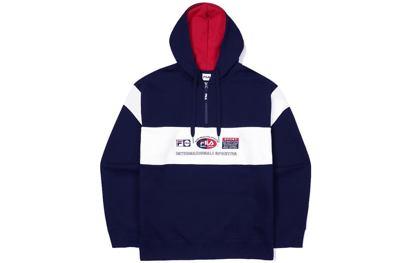FILA Navy Unisex Hoodie with Letter Print – Casual American Style FS2POF1114X-INA