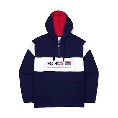 FILA Navy Unisex Hoodie with Letter Print – Casual American Style FS2POF1114X-INA
