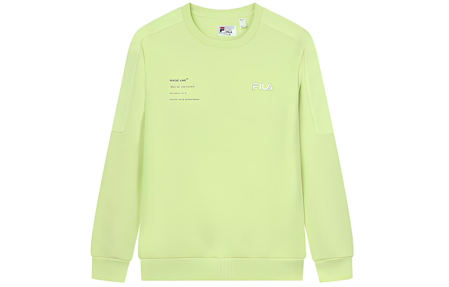 FILA Neon Lime Green Logo Print Pullover Casual Sweatshirt F11M149201FYE