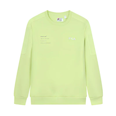 FILA Neon Lime Green Logo Print Pullover Casual Sweatshirt F11M149201FYE