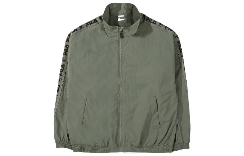 FILA Olive Green Unisex Logo Print High-Collar Zip-Up Jacket FE2JKE5302X-KHI