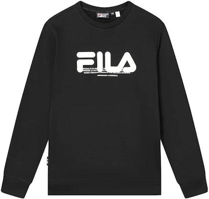 FILA 經典黑色復古Logo印花套頭衫 F11M349213F-BK Buy FILA 經典黑色復古Logo印花套頭衫 F11M349213F-BK