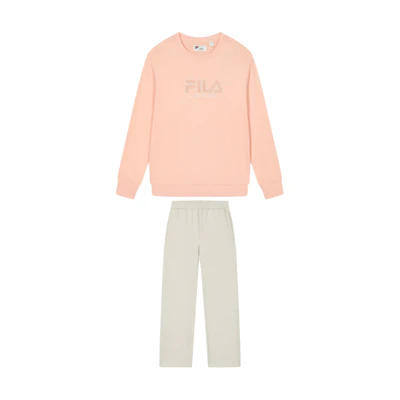 FILA Original Casual Sweatshirt & Knit Track Pants Stylish Sports Set Unisex. F11U439204F-PK+F11M439606F-BG
