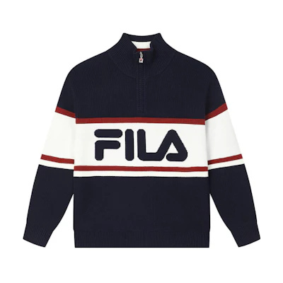 FILA Original Colorblock Knit Sweater Unisex Casual Comfort Zip-Up. F11U349402F-DB
