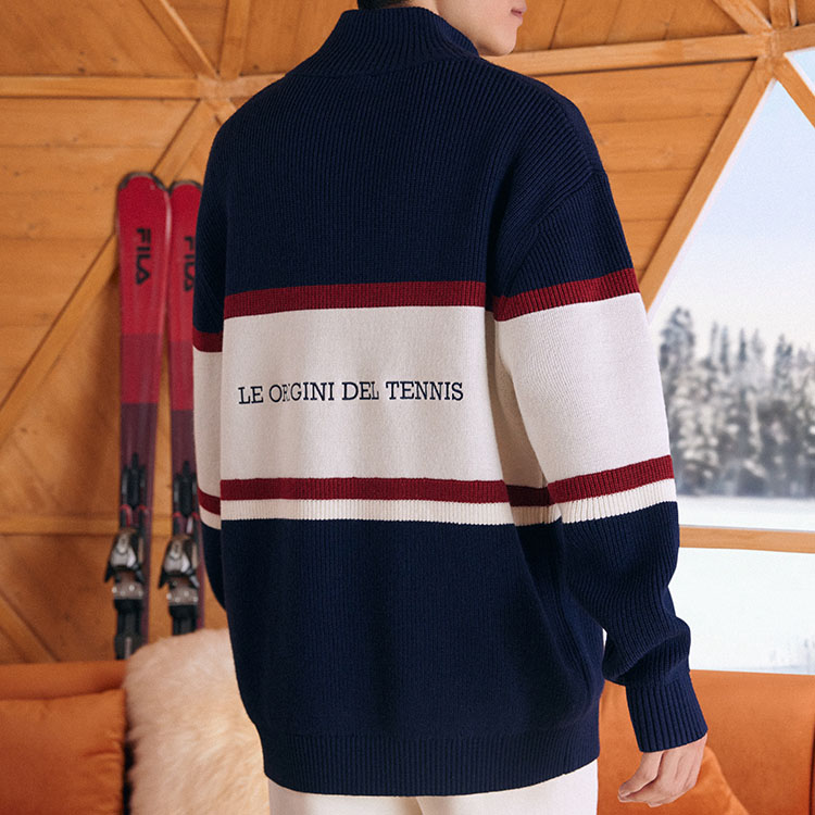 Purchase FILA 原創拼色針織外套 男女休閒舒適拉鍊上衣 F11U349402F-DB