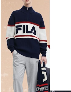 FILA 原創拼色針織外套 男女休閒舒適拉鍊上衣 F11U349402F-DB Details for FILA 原創拼色針織外套 男女休閒舒適拉鍊上衣 F11U349402F-DB