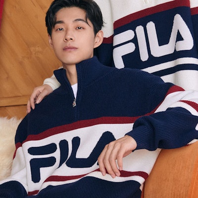 FILA Original Colorblock Knit Sweater Unisex Casual Comfort Zip-Up. F11U349402F-DB Sizing FILA Original Colorblock Knit Sweater Unisex Casual Comfort Zip-Up. F11U349402F-DB
