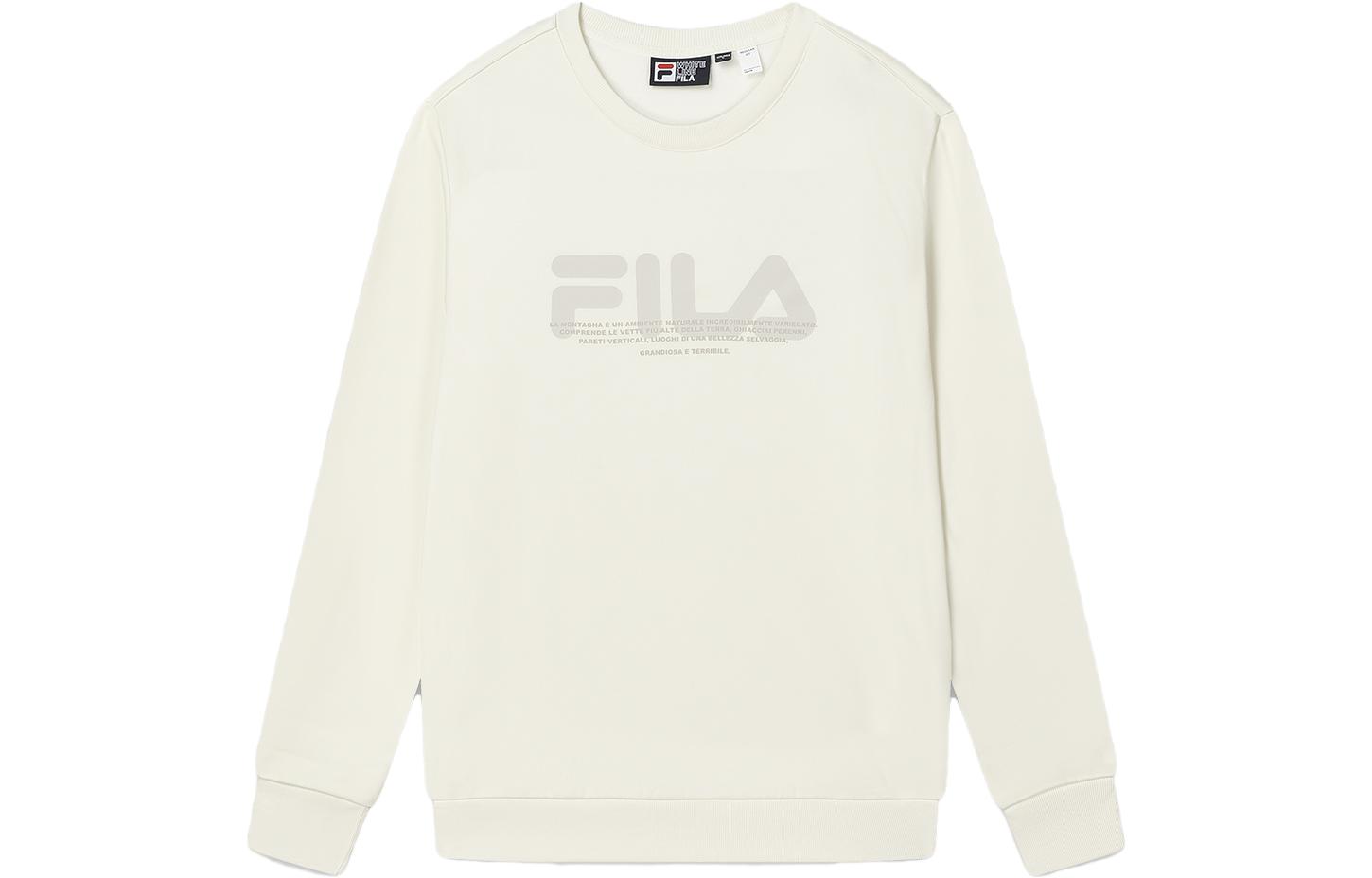 FILA Original Logo Print Crewneck Pullover Sweatshirt - Feather White F11M349213F-IV