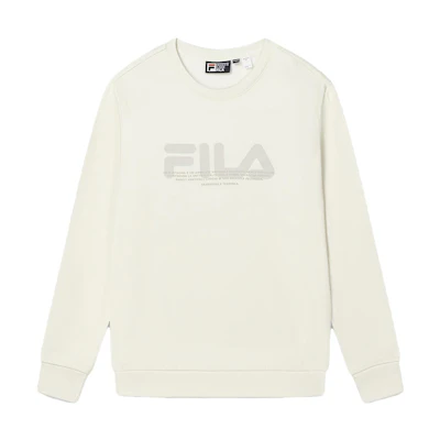 FILA Original Logo Print Crewneck Pullover Sweatshirt - Feather White F11M349213F-IV