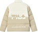 Lookbook FILA Original Loose Fit Colorblock Logo Puffer Jacket Unisex Winter Beige. F11U249903F-LK