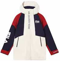 Order FILA 男款白色連帽羽絨外套,字母拼接設計。 F11M349901F-IV