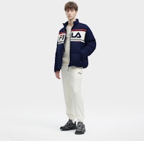 FILA Jaket Puffer Retro Original Unisex - Biru Navy Tua. F11U349903F-DB Details for FILA Jaket Puffer Retro Original Unisex - Biru Navy Tua. F11U349903F-DB