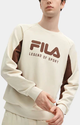 FILA 原石米色拼接Logo印花套頭衫 F11M419204F-IV Lookbook FILA 原石米色拼接Logo印花套頭衫 F11M419204F-IV