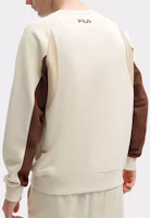 Shop FILA Original Stone Beige Colorblock Logo Print Pullover Sweatshirt F11M419204F-IV