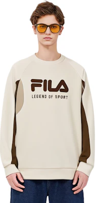 FILA 原石米色拼接Logo印花套頭衫 F11M419204F-IV Details for FILA 原石米色拼接Logo印花套頭衫 F11M419204F-IV