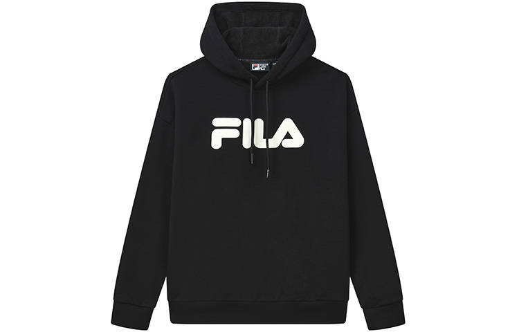 FILA Original Vintage Black Hoodie Unisex - Loose Fit, Logo Design, Fleece Lined F51U248298F-BK
