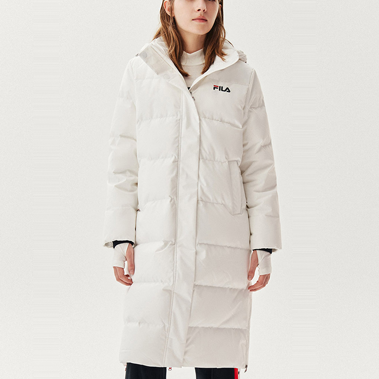 Shop FILA Original Chaqueta Larga Acolchada Blanca Unisex Invierno Cortaviento F11W048956F-WT