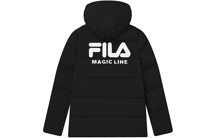 Order FILA オリジナル ウィンターパファージャケット ブラック ロゴプリント付きフード. F11M149901F-BK