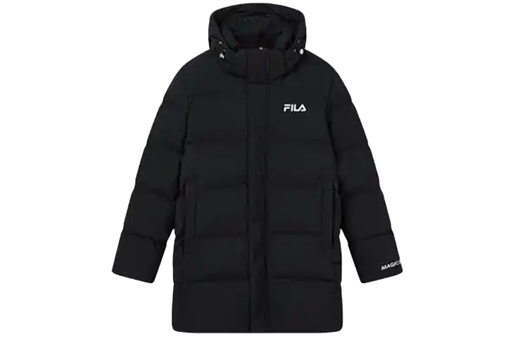 FILA ORIGINALE  Black Hooded Down Jacket Winter Warm Outerwear. F11M149904F-BK