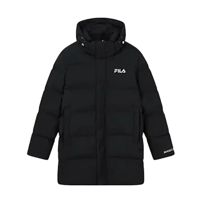 FILA ORIGINALE Black Hooded Down Jacket Winter Warm Outerwear. F11M149904F-BK