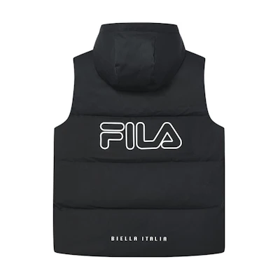 FILA ORIGINALE Black Logo Printed Puffer Vest Hoodie Casual Style F11M349908FBK